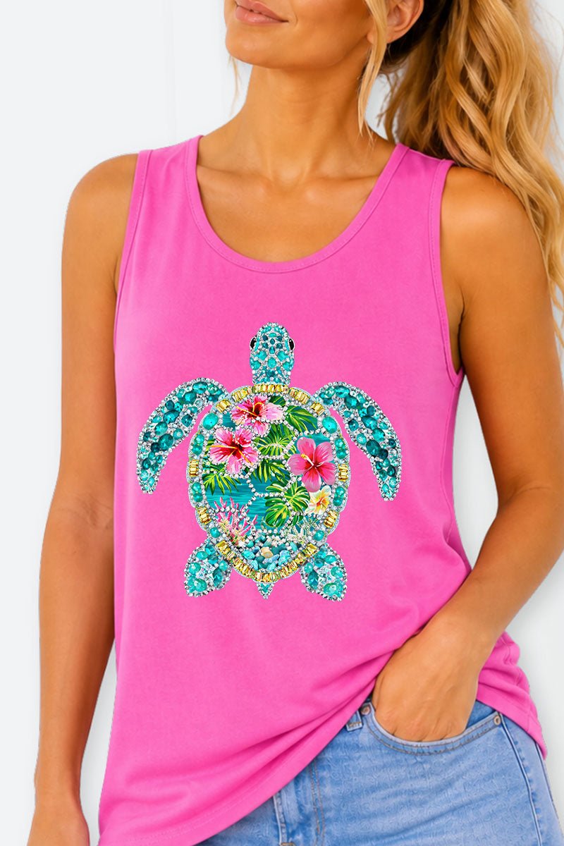 Seaside Sparkle Turtle Comfort Colors Cotton Tank Top - Wholesale Accessory Market