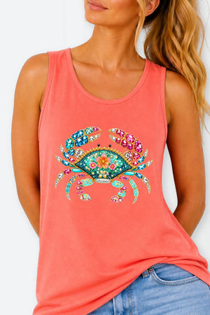 Seaside Sparkle Crab Comfort Colors Cotton Tank Top - Wholesale Accessory Market
