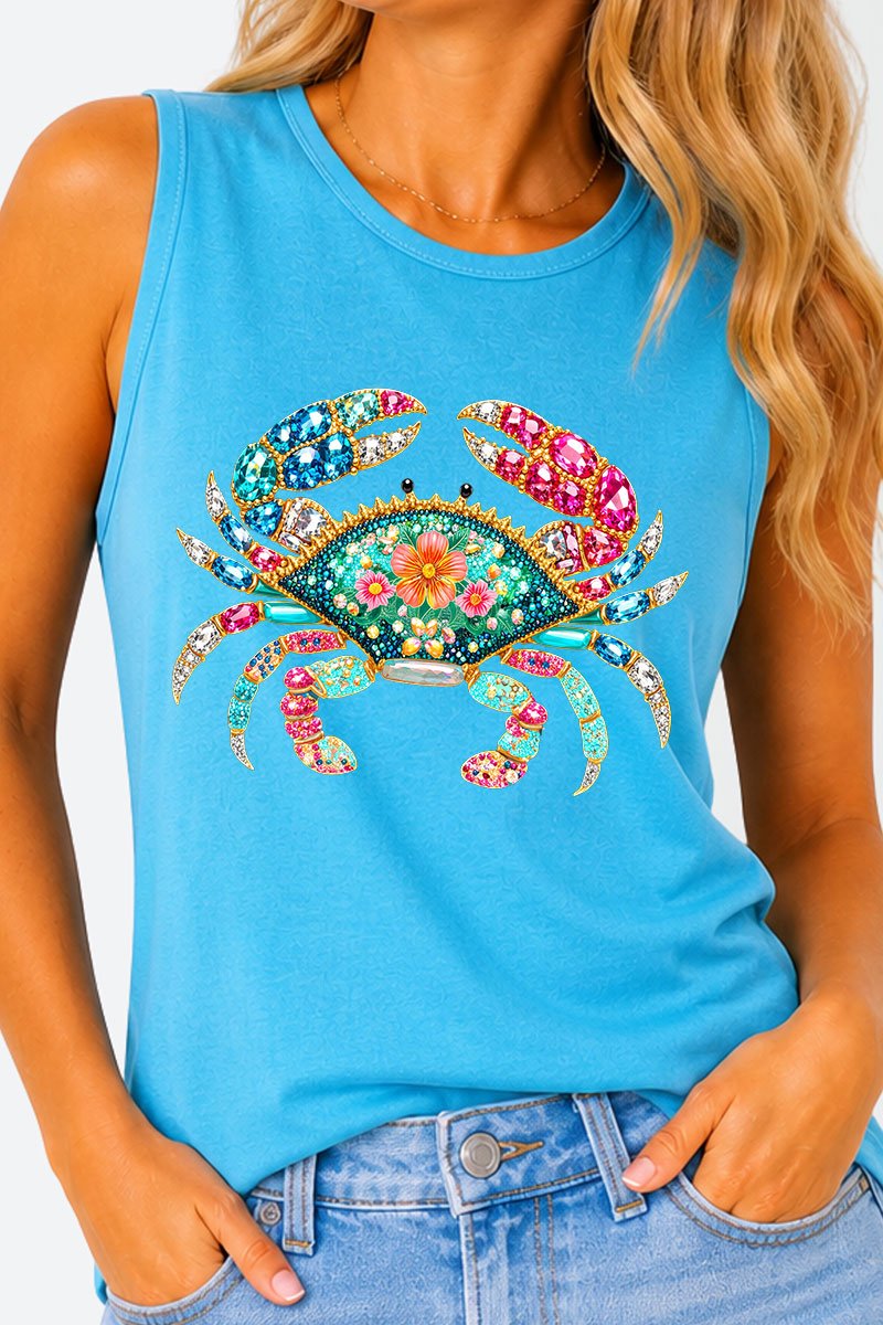 Seaside Sparkle Crab Comfort Colors Cotton Tank Top - Wholesale Accessory Market