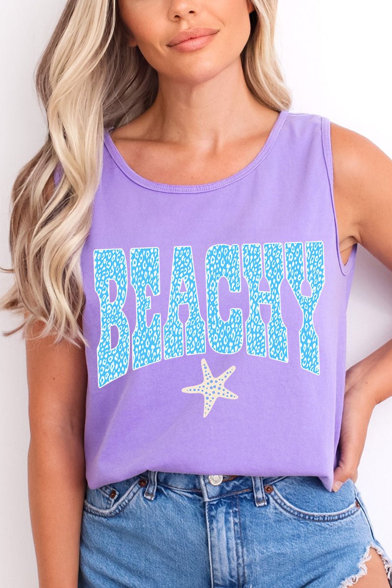 Coastal Beachy Leopard Comfort Colors Cotton Tank Top - Wholesale Accessory Market