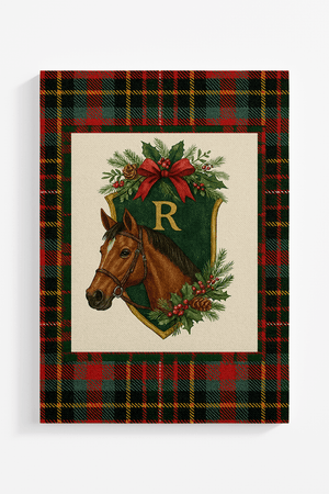 Equestrian Holiday Monogram Crest Ready To Frame Print *Customize Your Initial - Wholesale Accessory Market