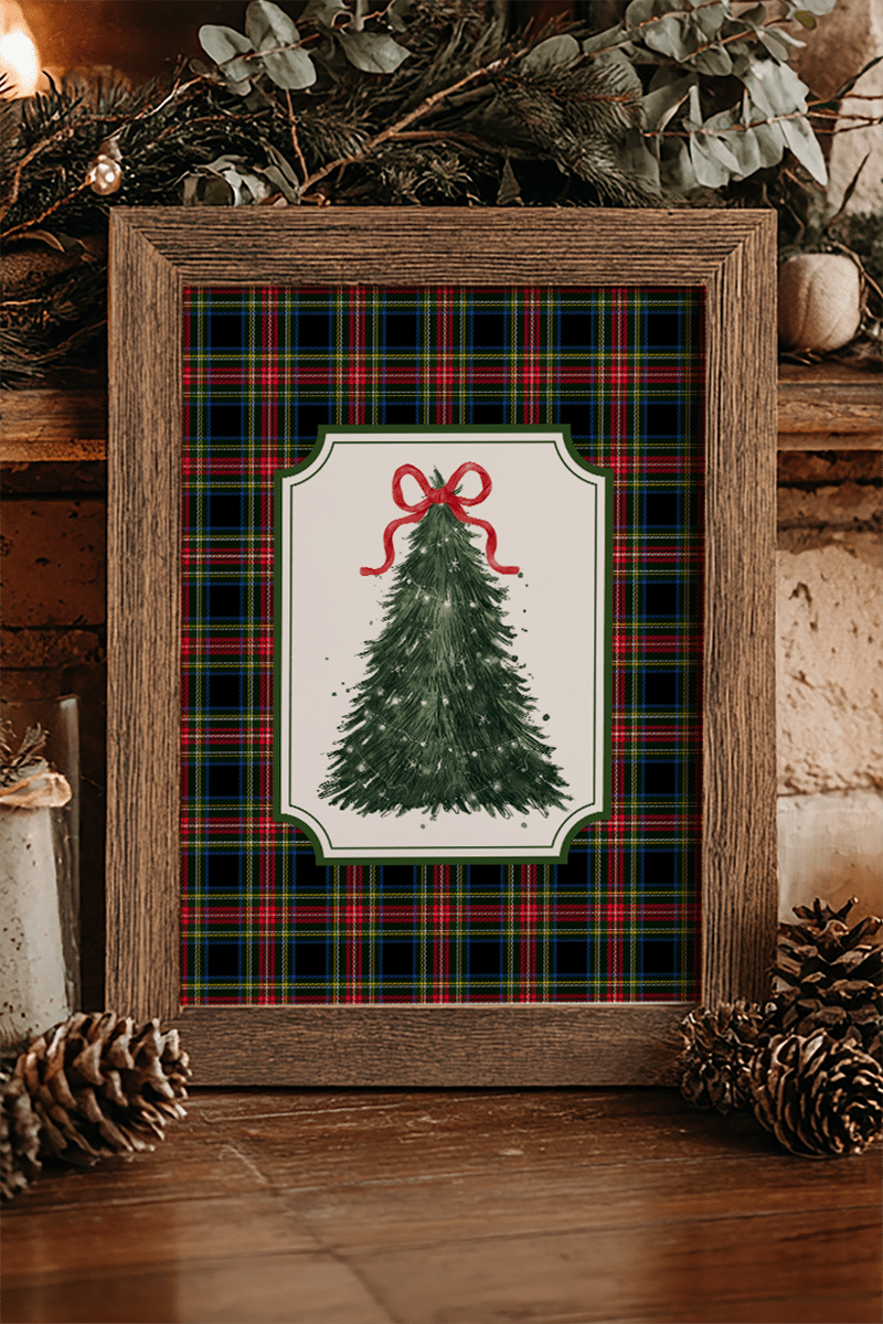hpvjit canvas 11 preppyplaidchristmastree 5x7 3382969 preppy plaid christmas tree ready to frame print