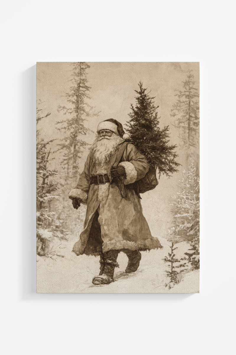 Vintage Santa In The Woods Ready To Frame Print - Wholesale Accessory Market