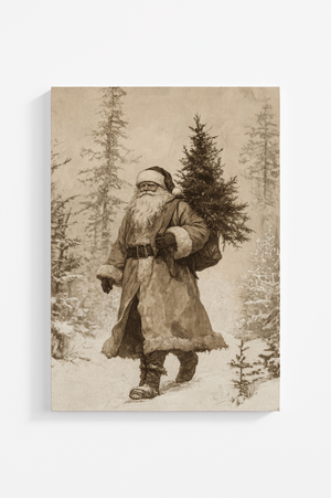 Vintage Santa In The Woods Ready To Frame Print - Wholesale Accessory Market