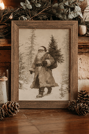 Vintage Santa In The Woods Ready To Frame Print - Wholesale Accessory Market