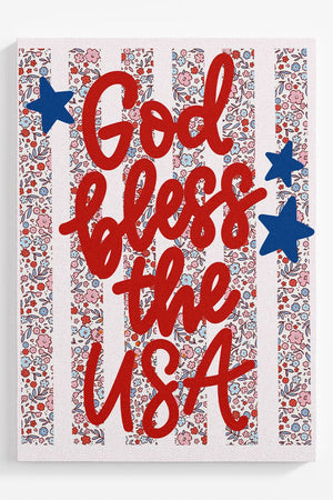 Floral God Bless The USA Ready To Frame Canvas Print - Wholesale Accessory Market