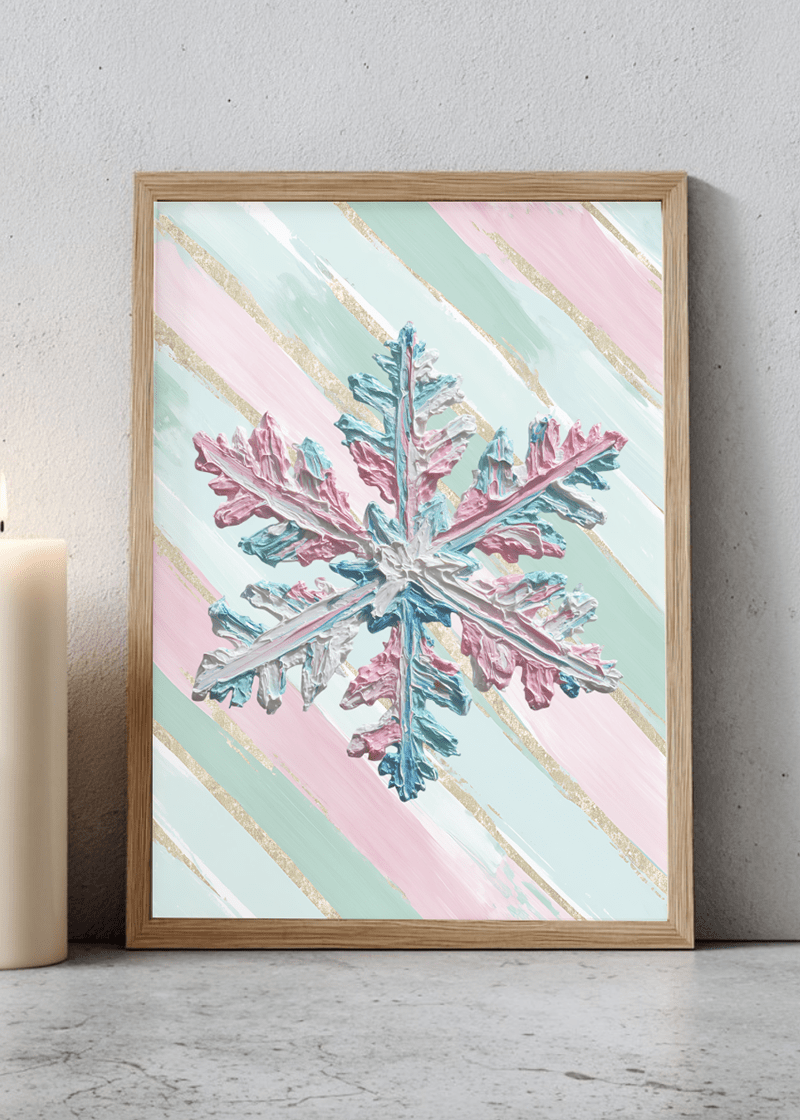 Gilded Stripes The Painted Snowflake Ready To Frame Canvas Print - Wholesale Accessory Market