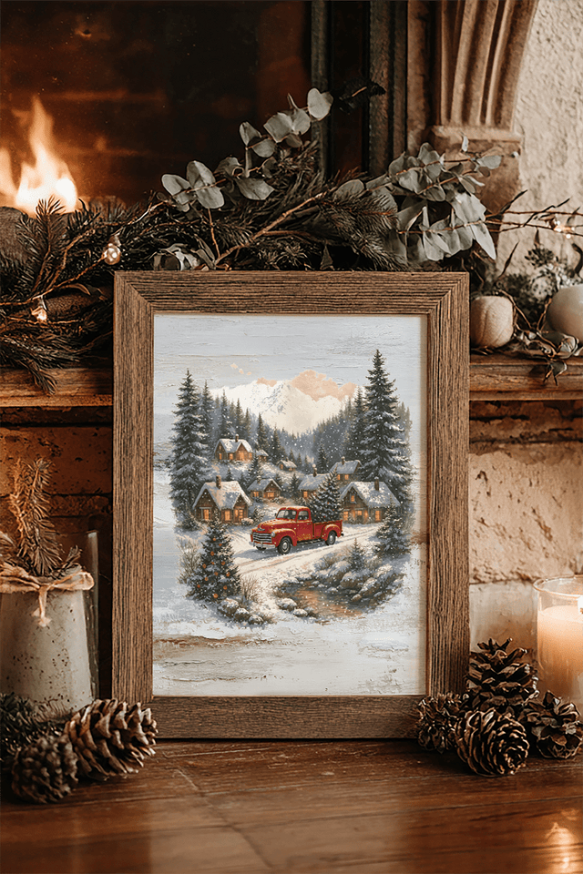 Nostalgic Snowfall On Main Street Ready To Frame Canvas Print - Wholesale Accessory Market