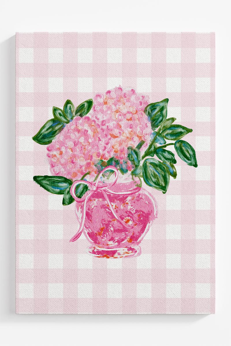 Pink Gingham Blush Blossom Ready To Frame Canvas Print - Wholesale Accessory Market
