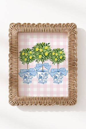 Pink Gingham Lemon Grove Trio Ready To Frame Canvas Print - Wholesale Accessory Market