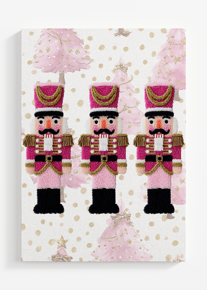 Pinkmas Trees Faux Yarn Holiday Guard Ready To Frame Canvas Print - Wholesale Accessory Market