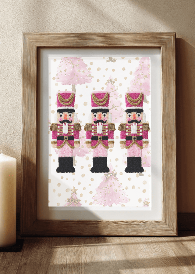 Pinkmas Trees Faux Yarn Holiday Guard Ready To Frame Canvas Print - Wholesale Accessory Market