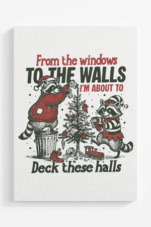 Raccoons About To Deck These Halls Ready To Frame Canvas Print - Wholesale Accessory Market