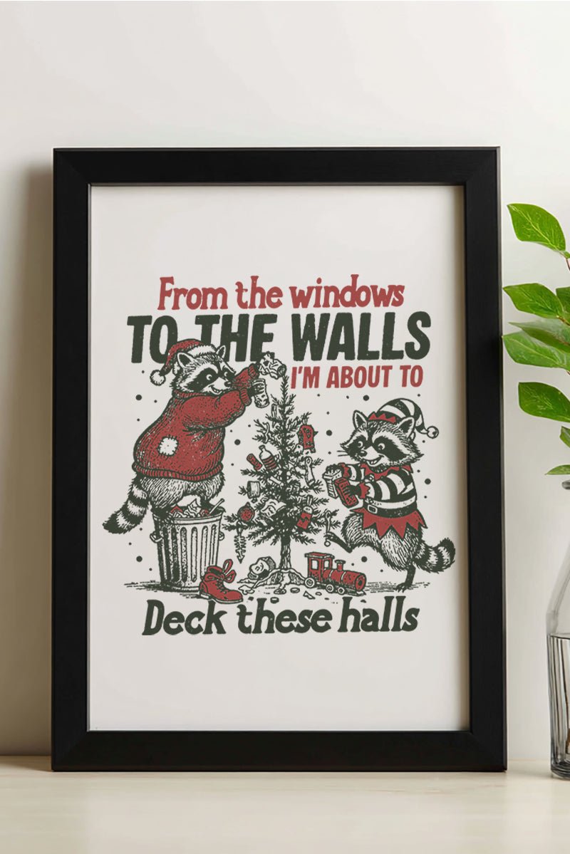 Raccoons About To Deck These Halls Ready To Frame Canvas Print - Wholesale Accessory Market