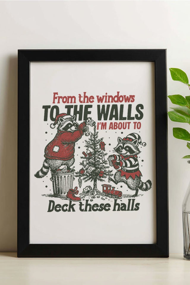 Raccoons About To Deck These Halls Ready To Frame Canvas Print - Wholesale Accessory Market