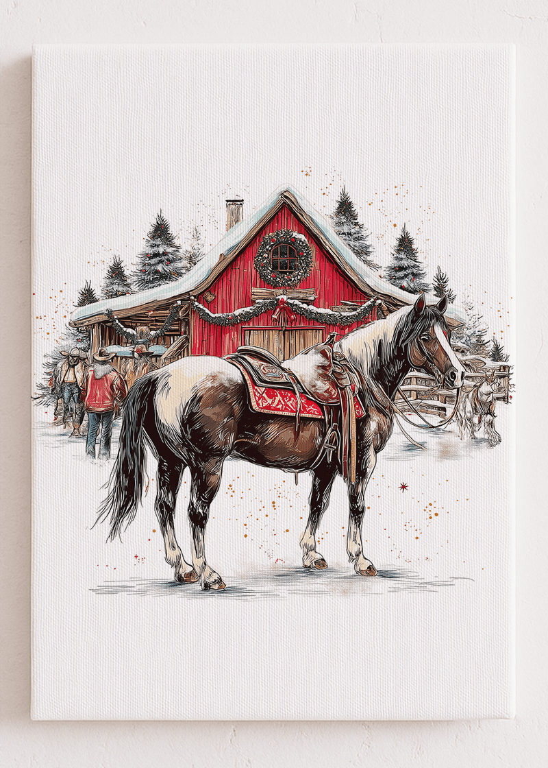Snowy Stable Christmas Ready To Frame Canvas Print - Wholesale Accessory Market