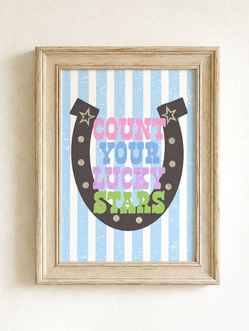 Striped Count Your Lucky Stars Ready To Frame Canvas Print - Wholesale Accessory Market