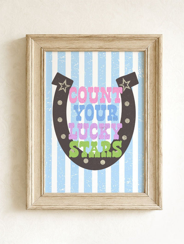 Striped Count Your Lucky Stars Ready To Frame Canvas Print - Wholesale Accessory Market