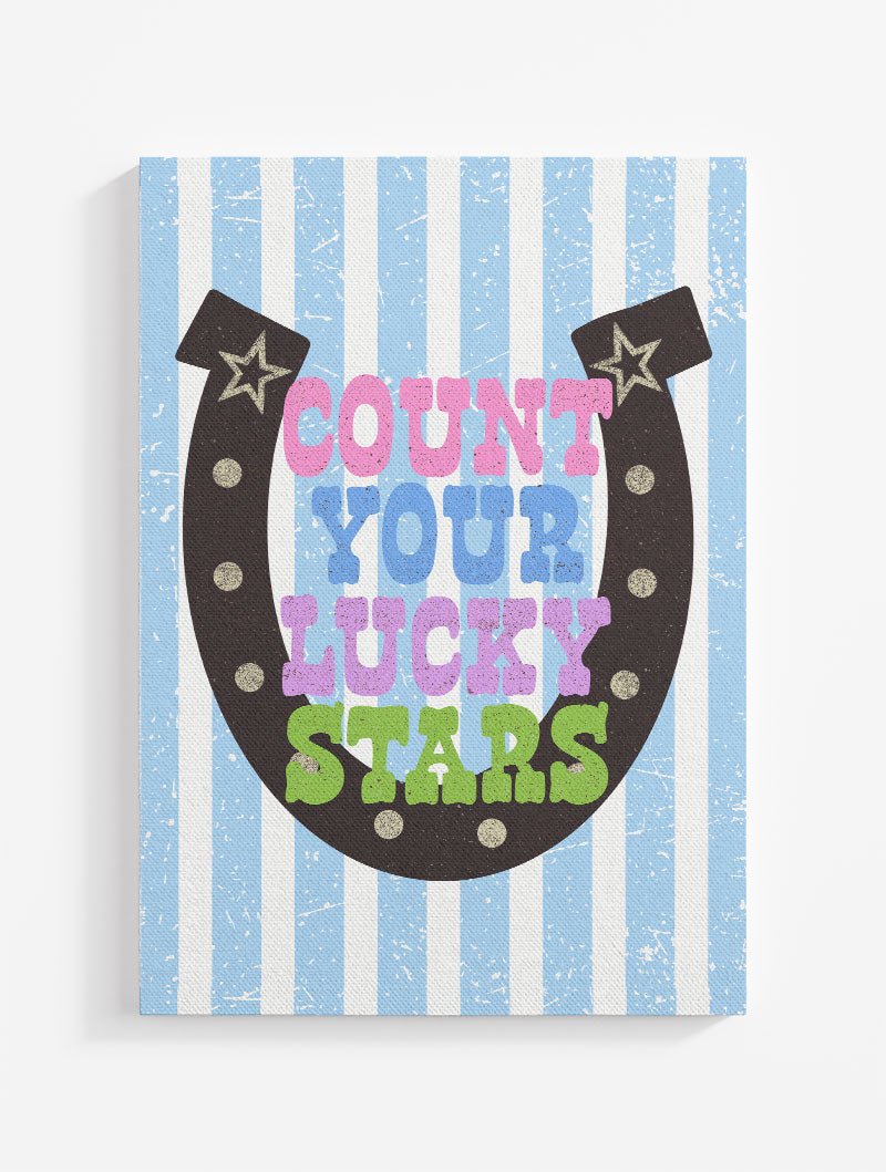 Striped Count Your Lucky Stars Ready To Frame Canvas Print - Wholesale Accessory Market