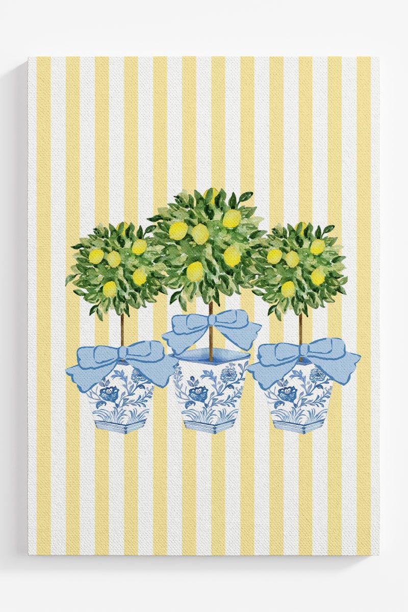 Striped Lemon Grove Trio Ready To Frame Canvas Print - Wholesale Accessory Market