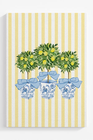 Striped Lemon Grove Trio Ready To Frame Canvas Print - Wholesale Accessory Market