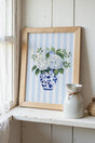 Striped Sunday Blue Blooms Ready To Frame Canvas Print - Wholesale Accessory Market