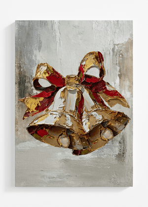 The Painted Rustic Christmas Bells Ready To Frame Canvas Print - Wholesale Accessory Market