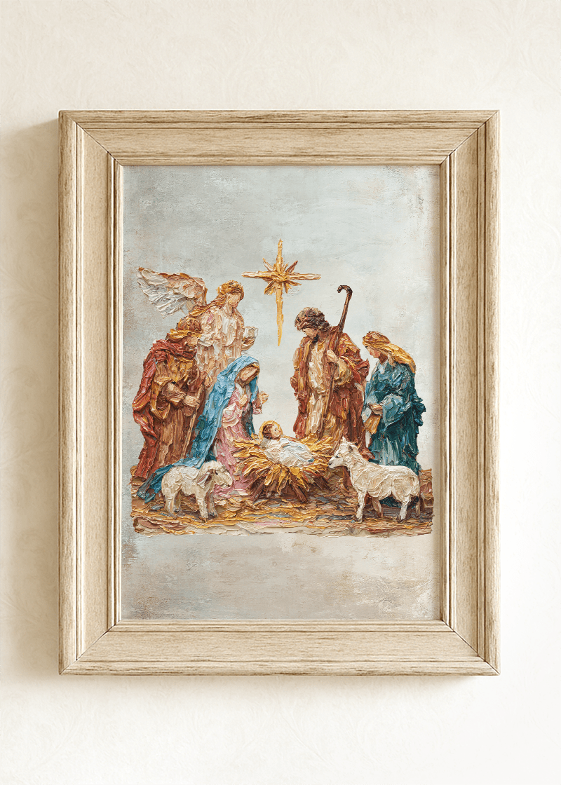 The Painted Timeless Nativity Ready To Frame Canvas Print | Wholesale ...