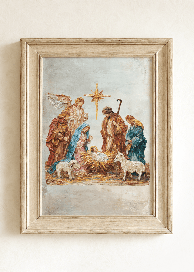 The Painted Timeless Nativity Ready To Frame Canvas Print - Wholesale Accessory Market