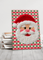 Checkered Cheer Faux Yarn Santa Stretched Canvas Print - Wholesale Accessory Market