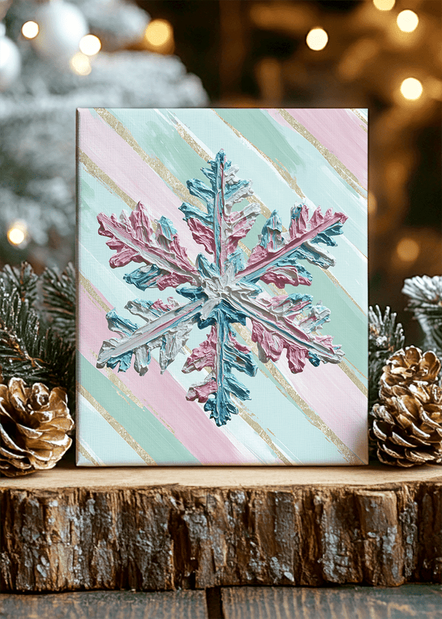 Gilded Stripes The Painted Snowflake Stretched Canvas Print - Wholesale Accessory Market