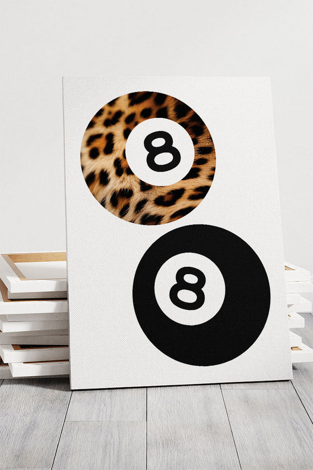 Leopard 8 Ball Stretched Canvas Print - Wholesale Accessory Market
