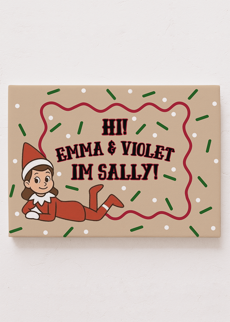Personalized Merry Little Elf Message Stretched Canvas Print *Customize with Children and Elf Names - Wholesale Accessory Market