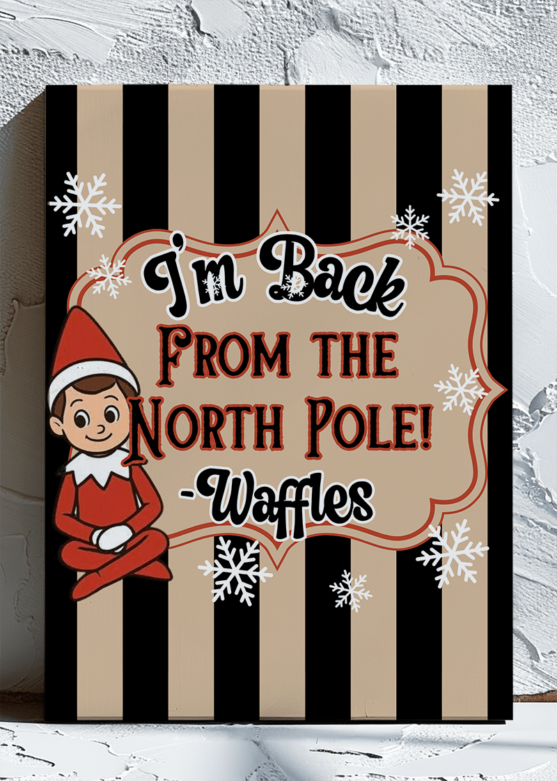 Personalized North Pole Notice Elf Stretched Canvas Print *Customize with Elf Name - Wholesale Accessory Market