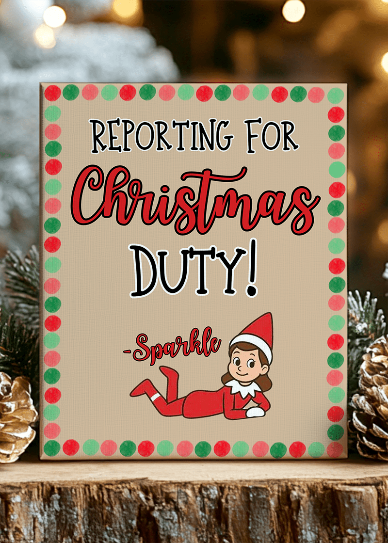 Personalized Polka - Dot Elf Report Stretched Canvas Print *Customize with Elf Name - Wholesale Accessory Market