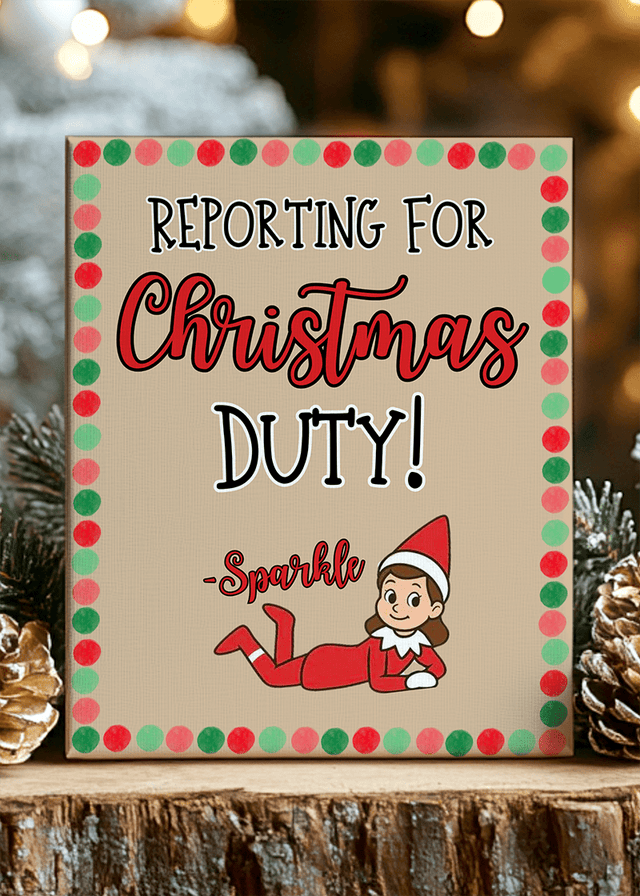 Personalized Polka - Dot Elf Report Stretched Canvas Print *Customize with Elf Name - Wholesale Accessory Market