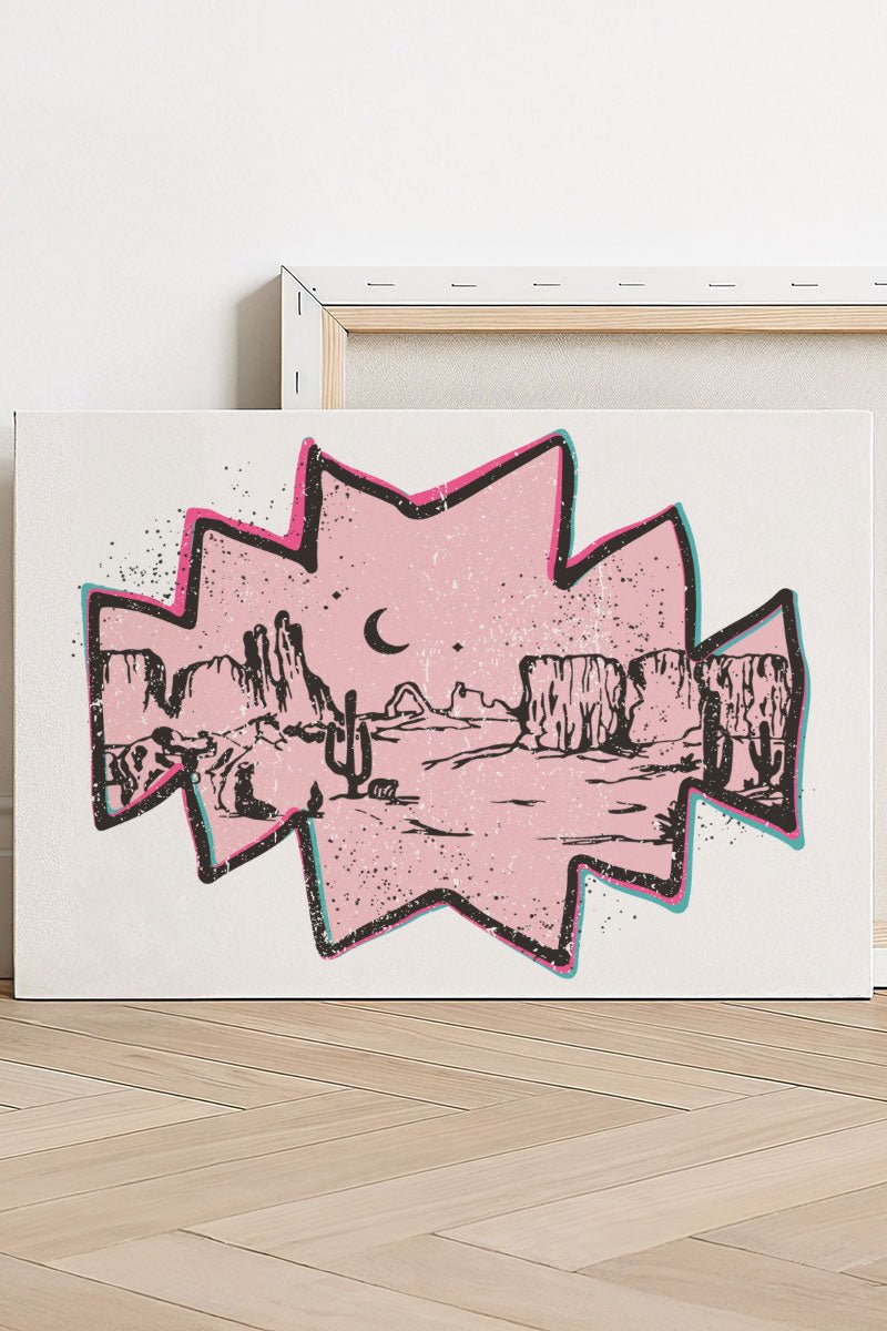Pink Mesa Moonrise Stretched Canvas Print - Wholesale Accessory Market