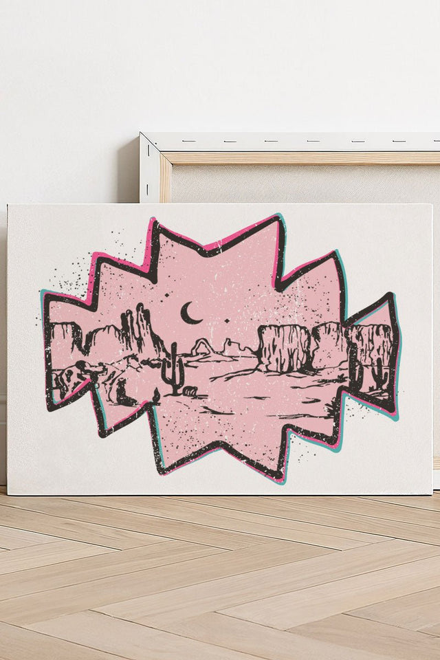 Pink Mesa Moonrise Stretched Canvas Print - Wholesale Accessory Market