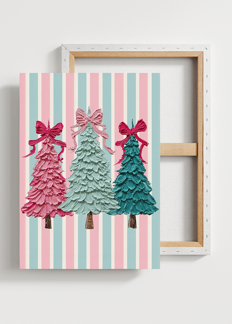 Sweet Stripes The Painted Trio Trees Stretched Canvas Print - Wholesale Accessory Market