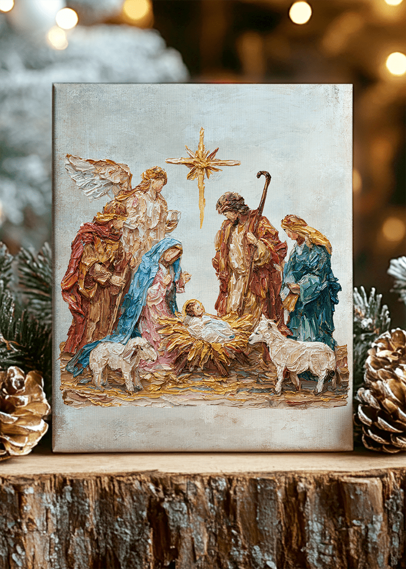 The Painted Timeless Nativity Stretched Canvas Print - Wholesale Accessory Market