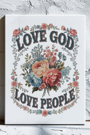 Vintage Love God Love People Stretched Canvas Print - Wholesale Accessory Market