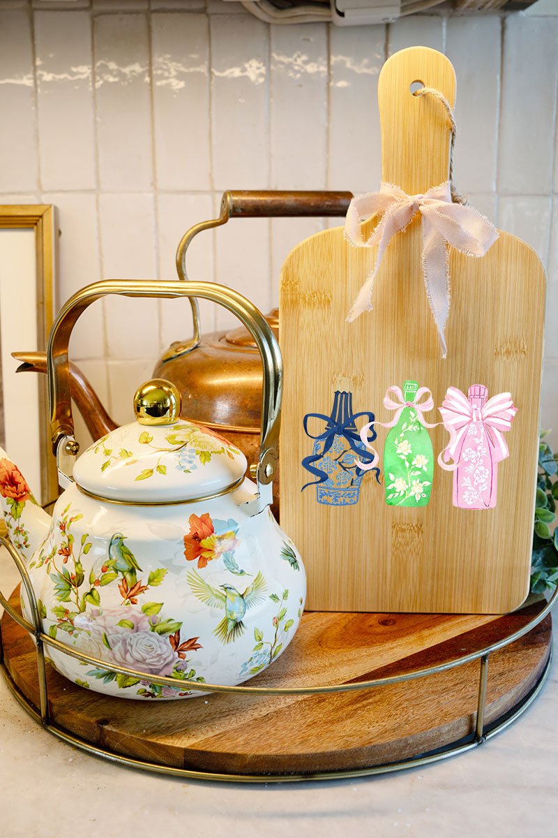 Chinoiserie Champagne Decorative Wood Cutting Board - Wholesale Accessory Market