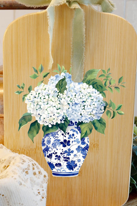Sunday Blue Blooms Wood Cutting Board - Wholesale Accessory Market