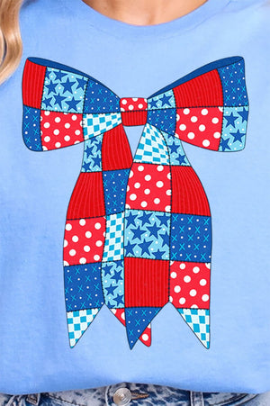 Patchwork Patriotic Bow Softstyle Adult T-Shirt - Wholesale Accessory Market