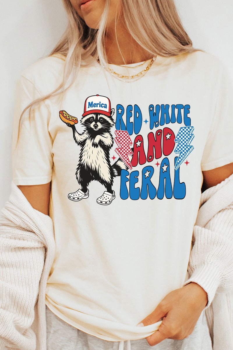 Red, White, And Feral Softstyle Adult T-Shirt - Wholesale Accessory Market