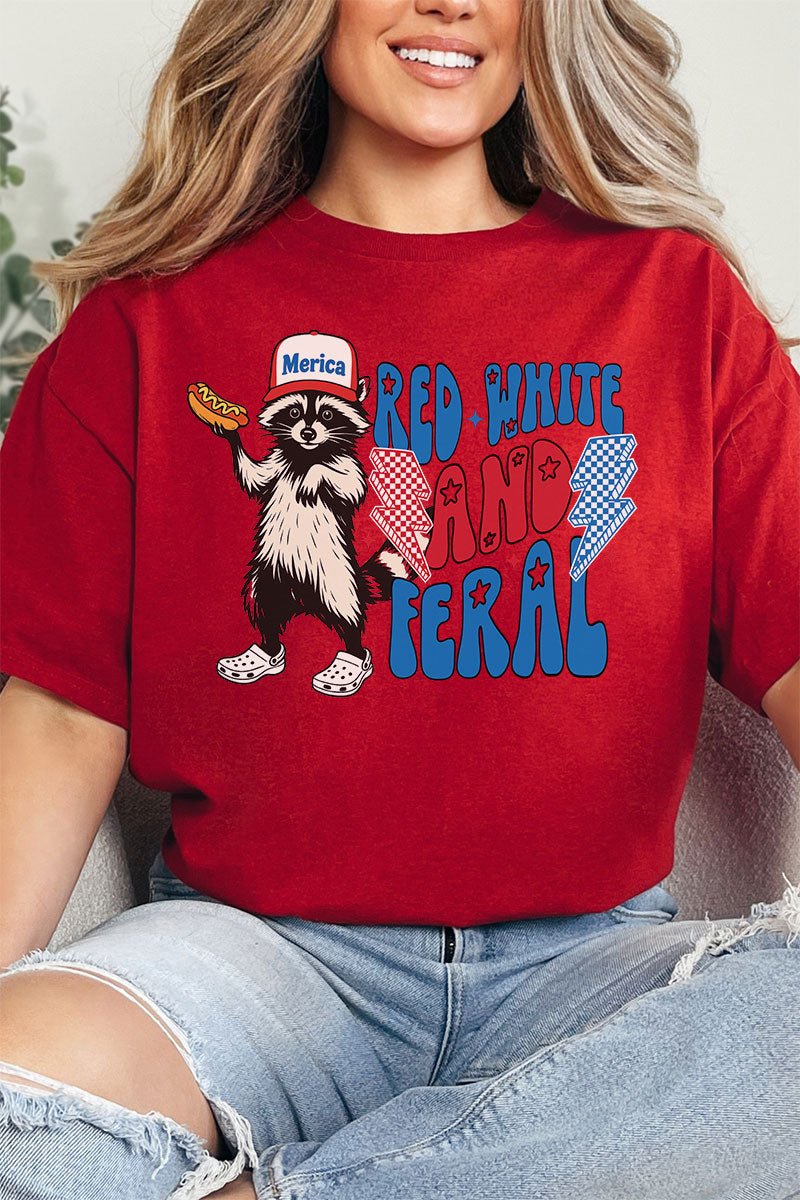 Red, White, And Feral Softstyle Adult T-Shirt - Wholesale Accessory Market