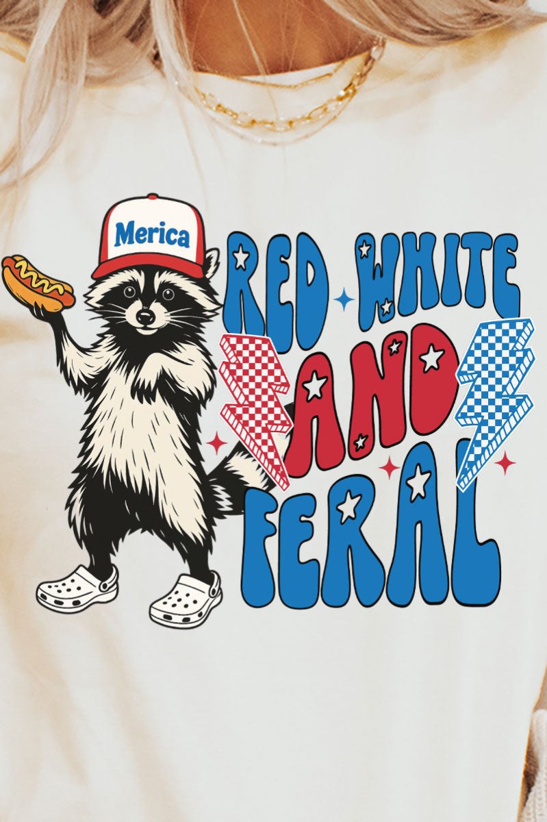 Red, White, And Feral Softstyle Adult T-Shirt - Wholesale Accessory Market