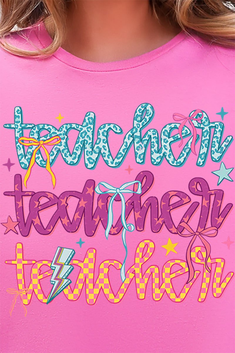 Stacked Colorful Teacher Softstyle Adult T-Shirt - Wholesale Accessory Market