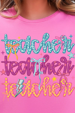 Stacked Colorful Teacher Softstyle Adult T-Shirt - Wholesale Accessory Market