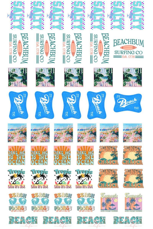 22 x 36 Beach Version 3 Pre - Made Hat Gang Sheet - Wholesale Accessory Market